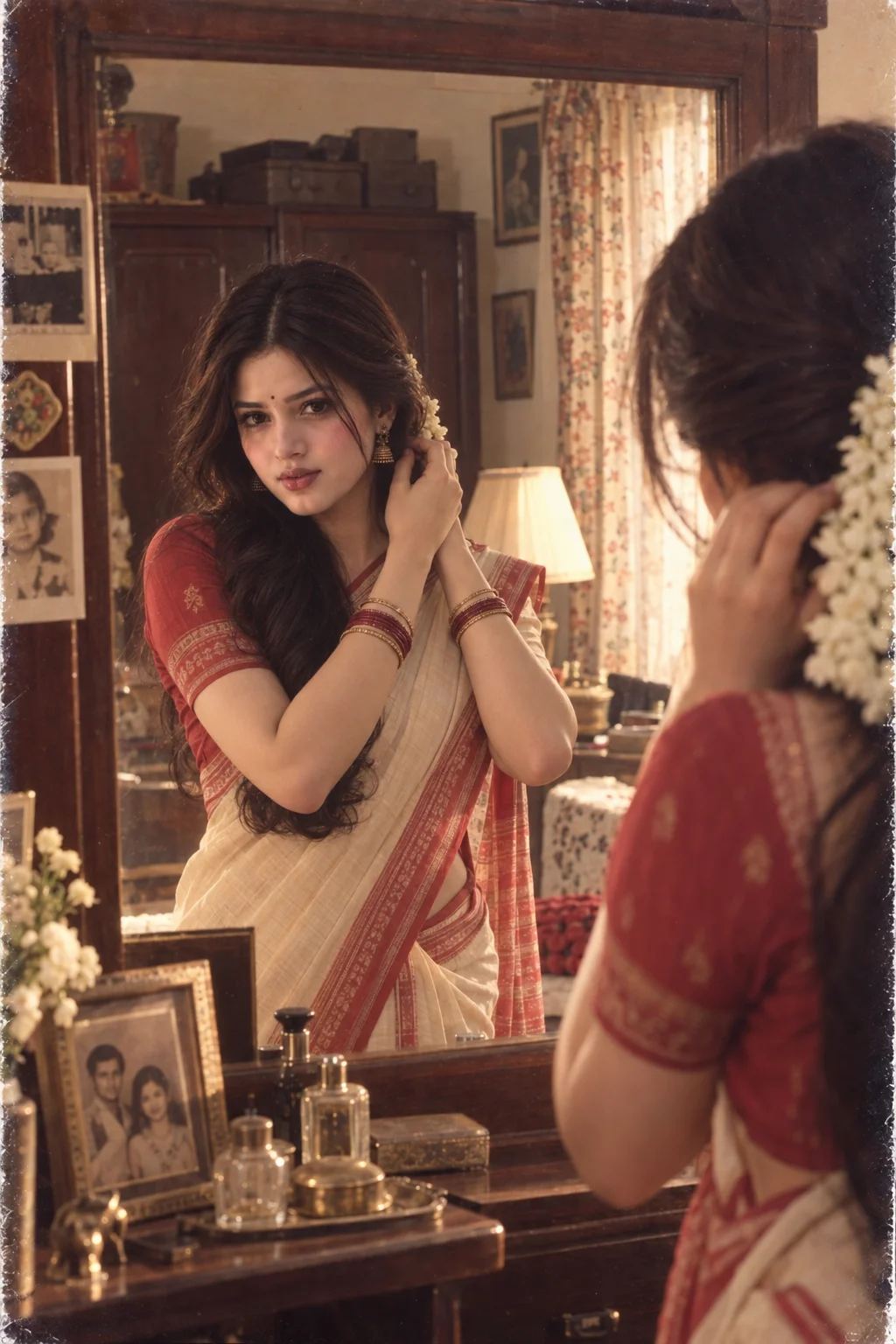 80s Indian Saree Mirror Portrait — ChatGPT prompt 1