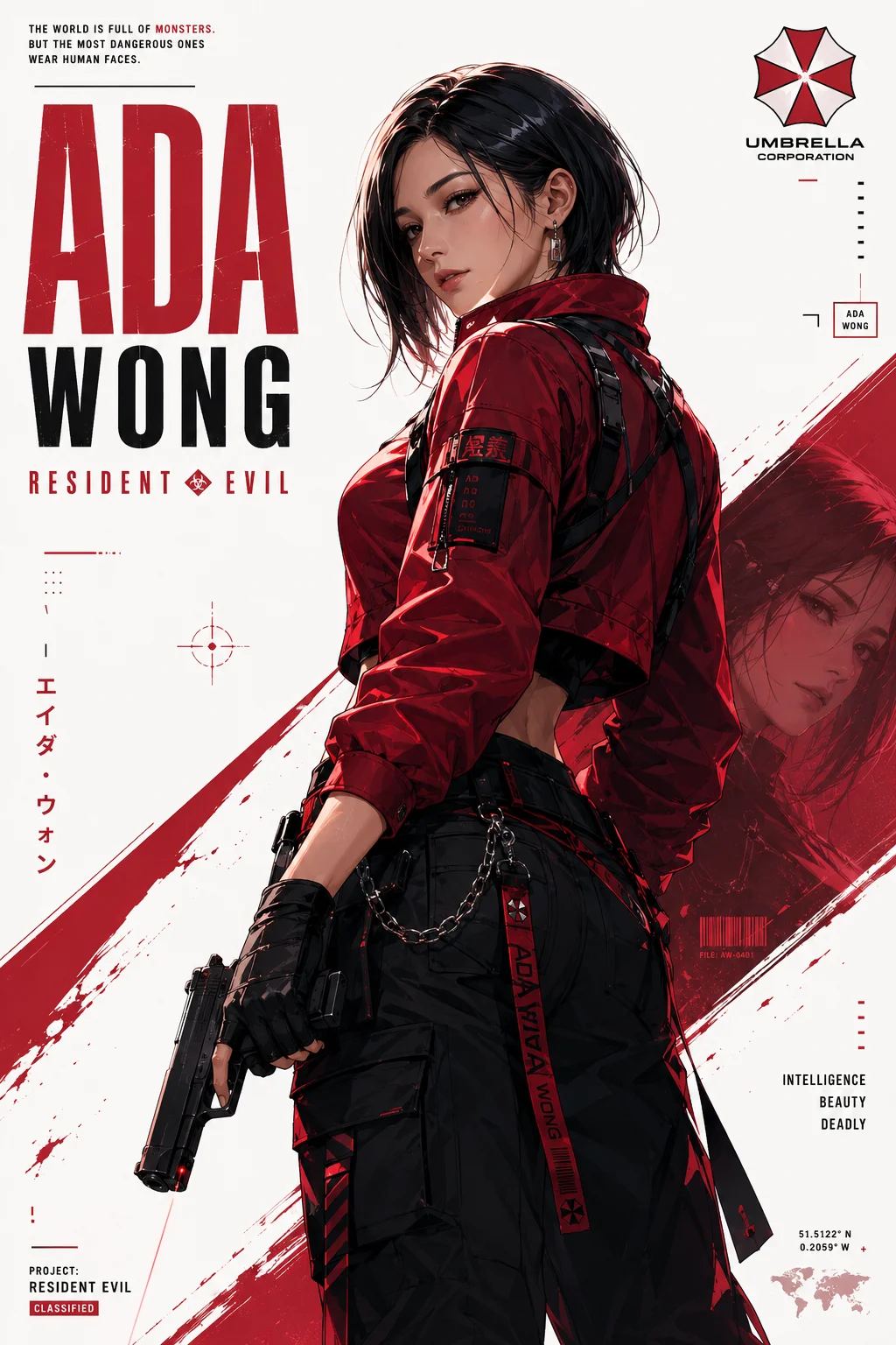 Ada Wong Resident Evil Character Poster — ChatGPT prompt 1
