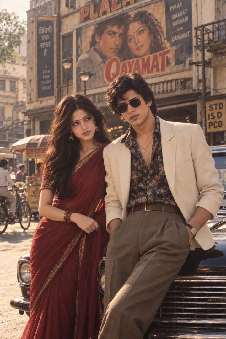80s Bollywood Couple Portrait