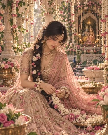 Radha Ashtami Floral Palace Portrait