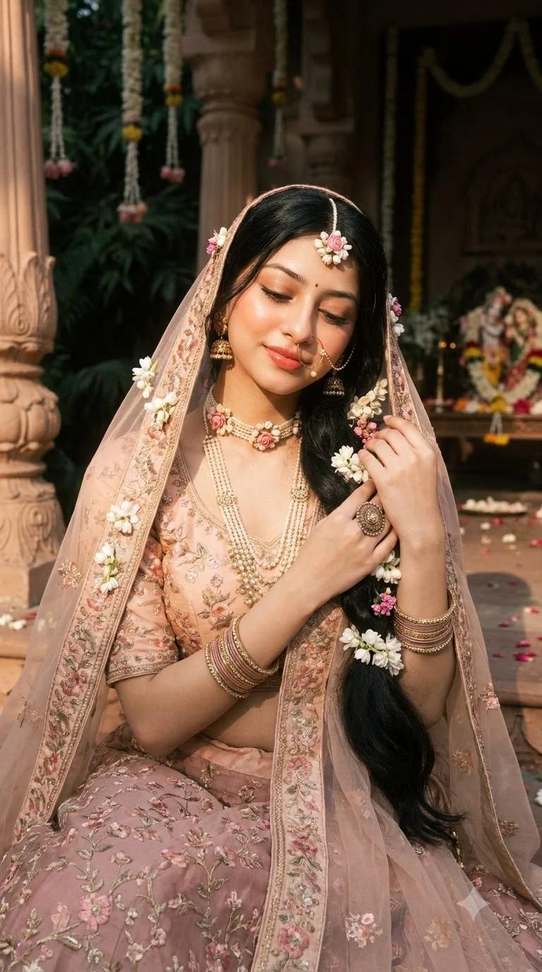 Dreamy Radha-Inspired Floral Portrait — Gemini prompt 2